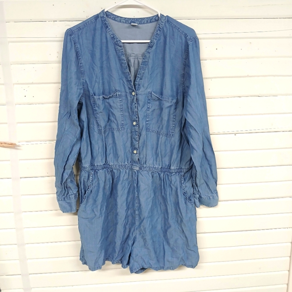Old Navy Denim Look Longsleeve Romper XL